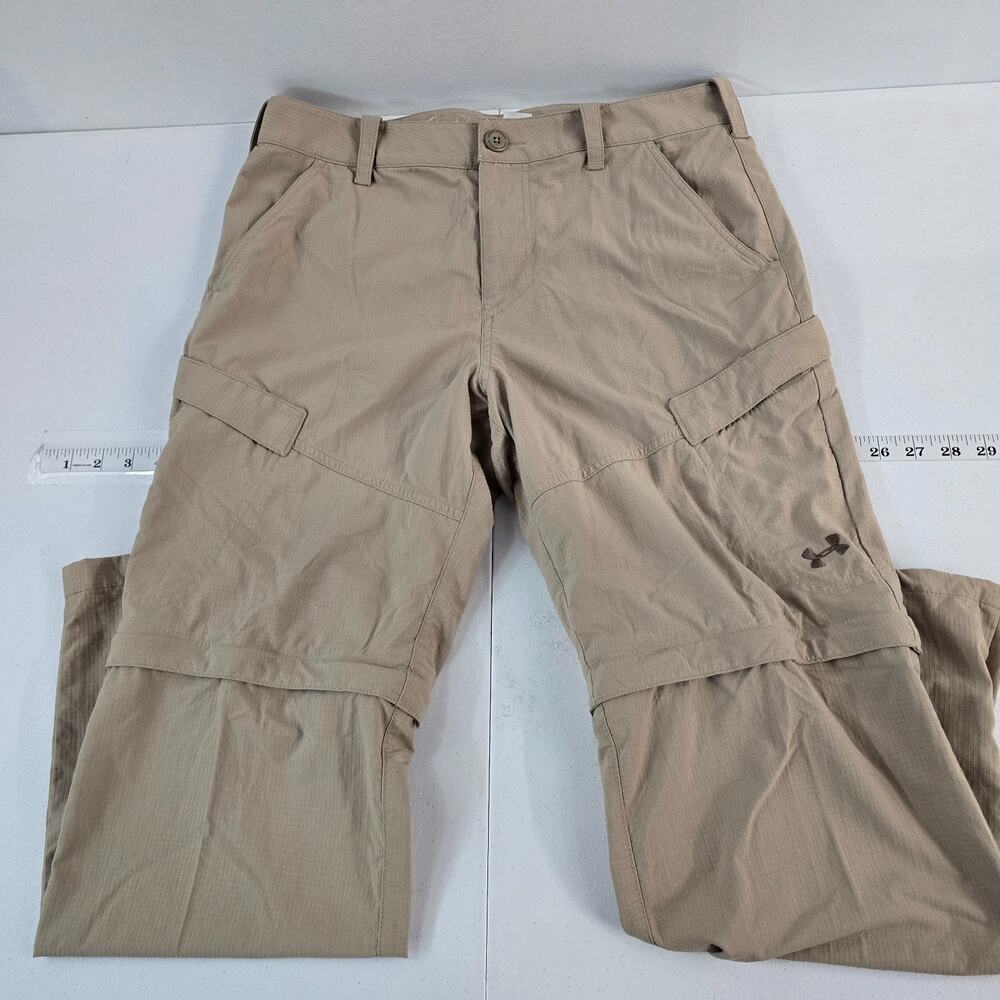 Under Armour HeatGear Pants Men's 32x29 Beige Convertible Cargo Nylon Outdoor 62
